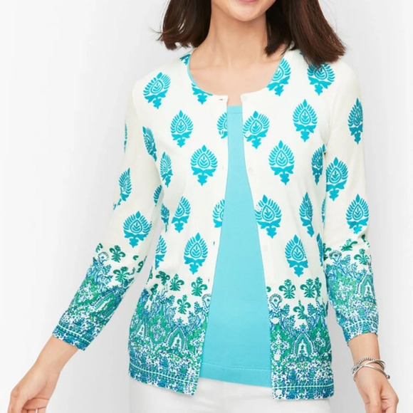 NWT Talbots printed paisley cardigan and sleeveless top outfit 2pc set - Picture 1 of 1